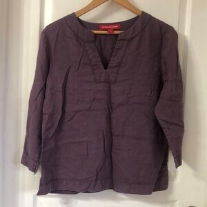 GLORIA VANDERBILT LINEN TOP 3/4 SLEEVES SZ M